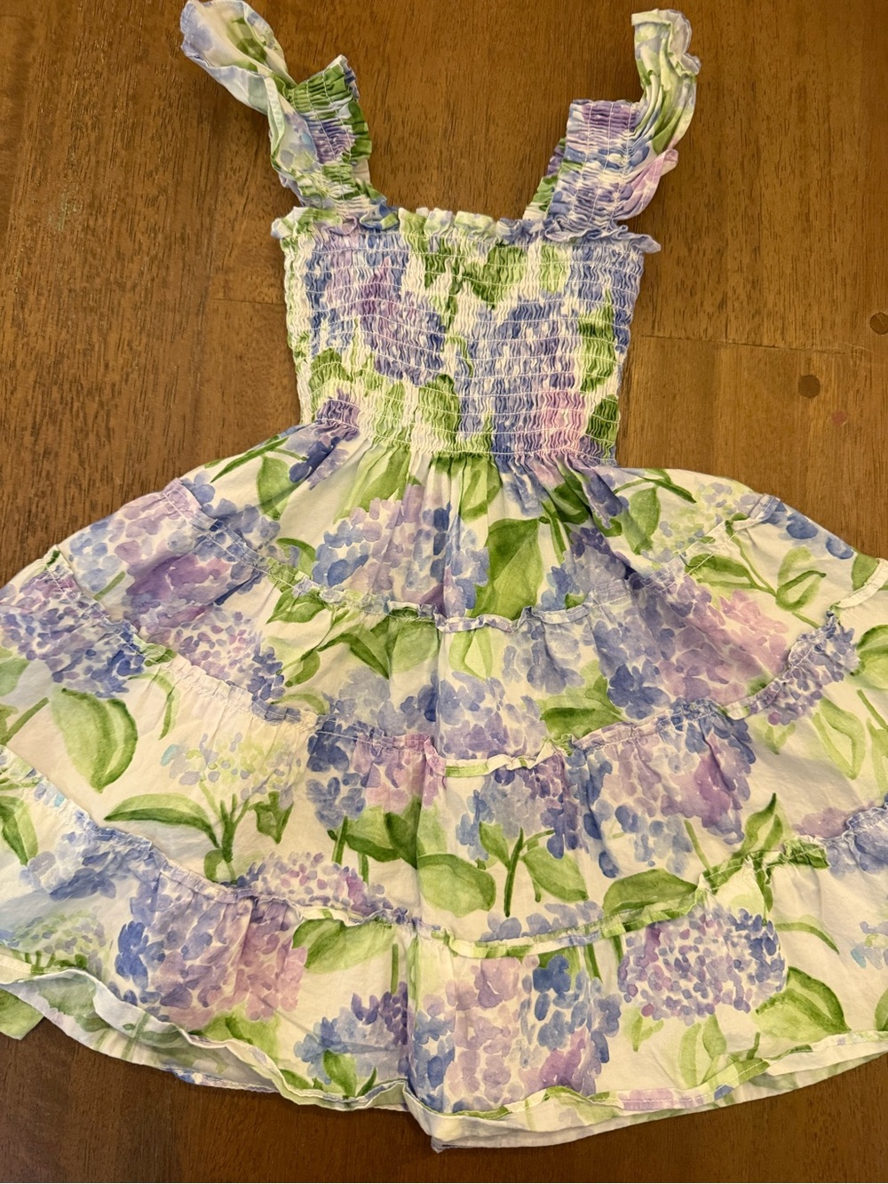 Hill House Girls Hydrangea Smocked Sundress in Purple & Green
